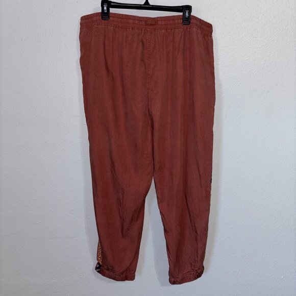 Knox Rose Women’s XXL Rust Boho Jogger Pants 100% Lyocell Patchwork Side Stripe - Picture 2 of 9